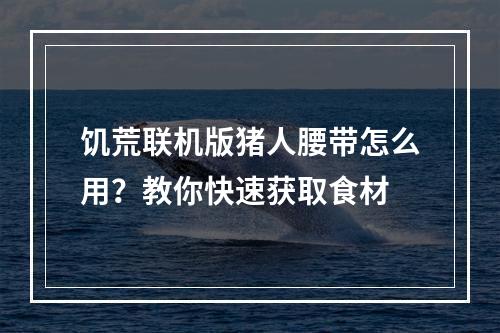 饥荒联机版猪人腰带怎么用？教你快速获取食材