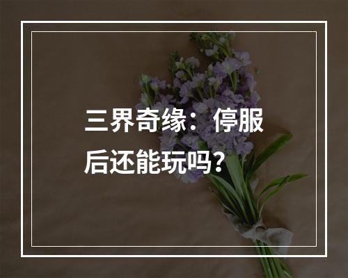 三界奇缘：停服后还能玩吗？