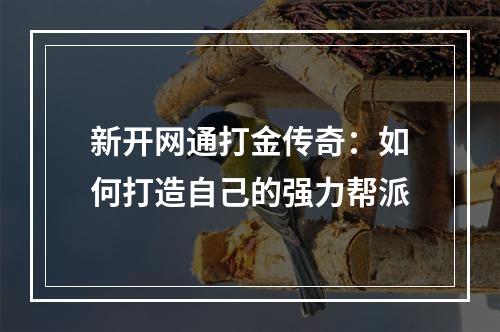 新开网通打金传奇：如何打造自己的强力帮派