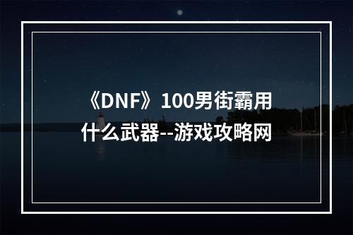 《DNF》100男街霸用什么武器--游戏攻略网