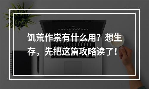 饥荒作祟有什么用？想生存，先把这篇攻略读了！