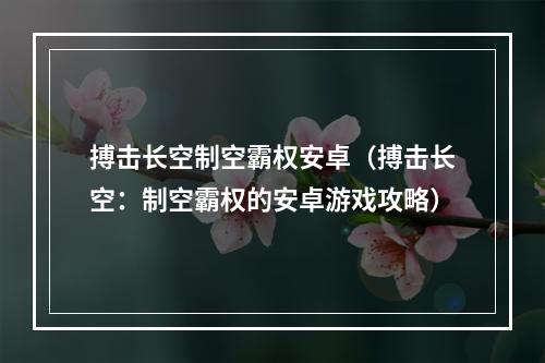 搏击长空制空霸权安卓（搏击长空：制空霸权的安卓游戏攻略）