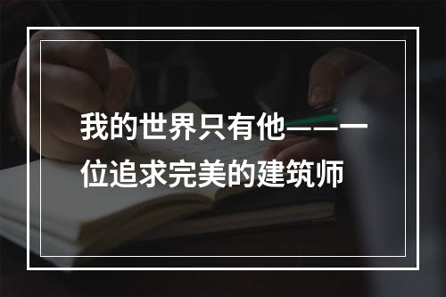 我的世界只有他——一位追求完美的建筑师