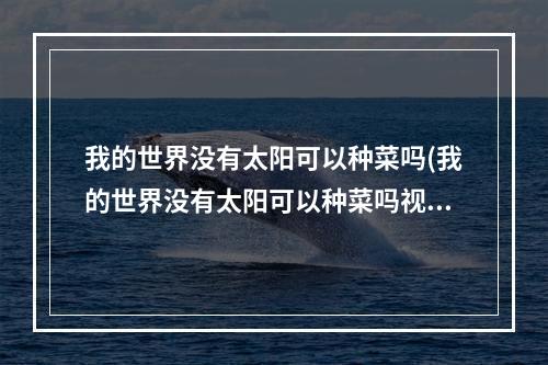 我的世界没有太阳可以种菜吗(我的世界没有太阳可以种菜吗视频)