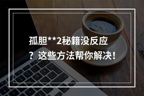 孤胆**2秘籍没反应？这些方法帮你解决！