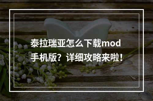 泰拉瑞亚怎么下载mod手机版？详细攻略来啦！