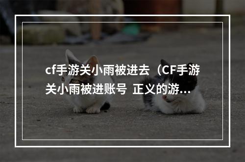 cf手游关小雨被进去（CF手游关小雨被进账号  正义的游戏管家来救场！）