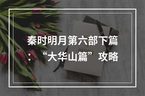 秦时明月第六部下篇：“大华山篇”攻略