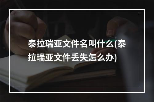 泰拉瑞亚文件名叫什么(泰拉瑞亚文件丢失怎么办)