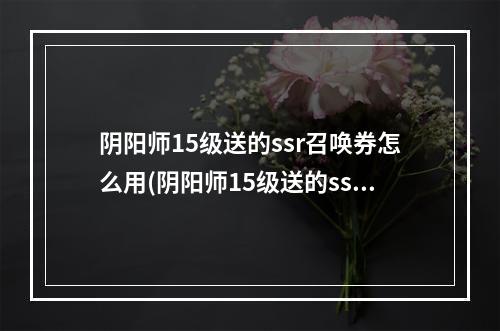 阴阳师15级送的ssr召唤券怎么用(阴阳师15级送的ssr召唤券怎么用啊)