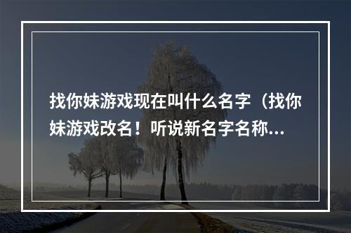 找你妹游戏现在叫什么名字（找你妹游戏改名！听说新名字名称曝光了！）