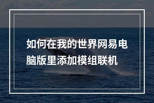 如何在我的世界网易电脑版里添加模组联机