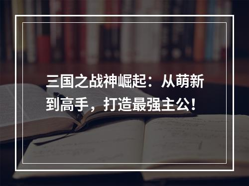 三国之战神崛起：从萌新到高手，打造最强主公！