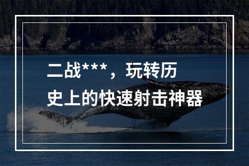 二战***，玩转历史上的快速射击神器