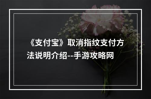 《支付宝》取消指纹支付方法说明介绍--手游攻略网