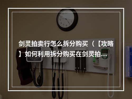 剑灵拍卖行怎么拆分购买（【攻略】如何利用拆分购买在剑灵拍卖行中赚取更多金币）