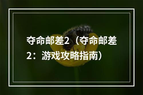 夺命邮差2（夺命邮差2：游戏攻略指南）