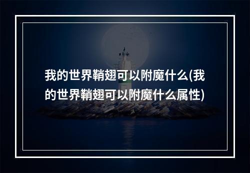 我的世界鞘翅可以附魔什么(我的世界鞘翅可以附魔什么属性)