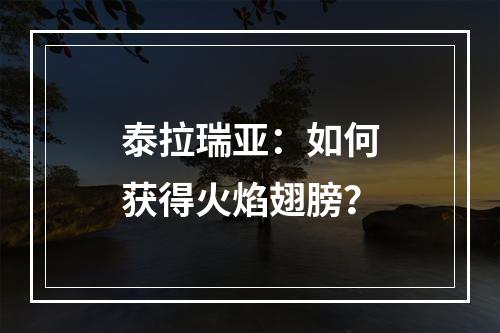 泰拉瑞亚：如何获得火焰翅膀？