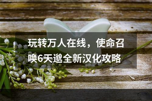 玩转万人在线，使命召唤6天邈全新汉化攻略