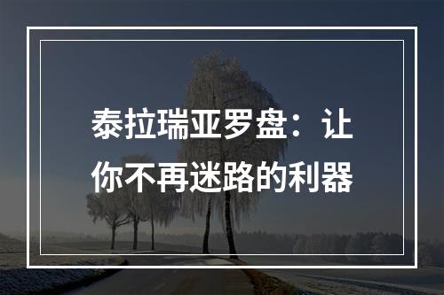 泰拉瑞亚罗盘：让你不再迷路的利器