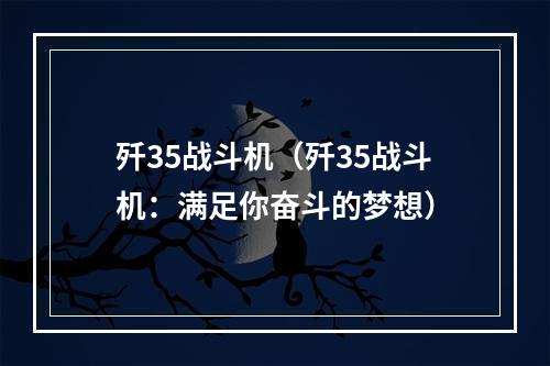 歼35战斗机（歼35战斗机：满足你奋斗的梦想）