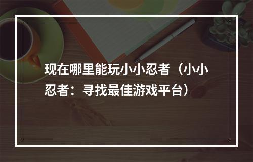 现在哪里能玩小小忍者（小小忍者：寻找最佳游戏平台）