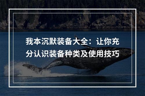 我本沉默装备大全：让你充分认识装备种类及使用技巧