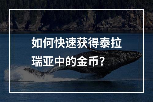 如何快速获得泰拉瑞亚中的金币？