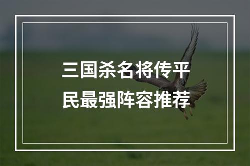 三国杀名将传平民最强阵容推荐