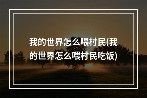 我的世界怎么喂村民(我的世界怎么喂村民吃饭)