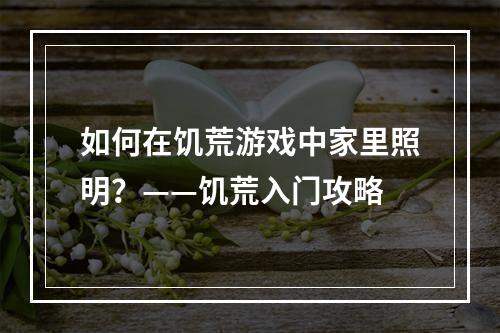 如何在饥荒游戏中家里照明？——饥荒入门攻略