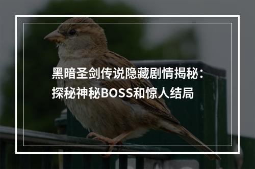 黑暗圣剑传说隐藏剧情揭秘：探秘神秘BOSS和惊人结局