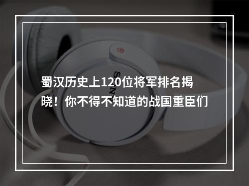 蜀汉历史上120位将军排名揭晓！你不得不知道的战国重臣们