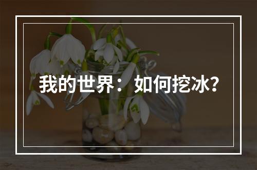 我的世界：如何挖冰？