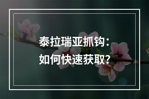 泰拉瑞亚抓钩：如何快速获取？