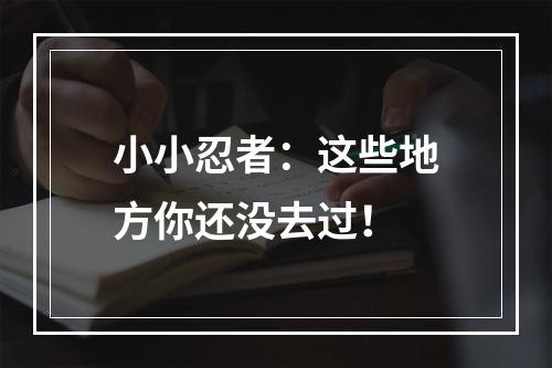 小小忍者：这些地方你还没去过！