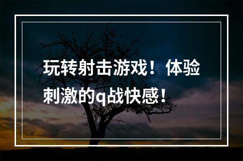 玩转射击游戏！体验刺激的q战快感！