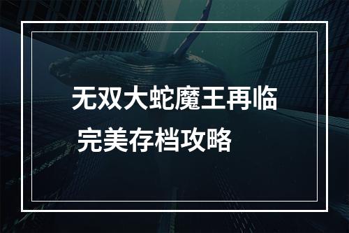 无双大蛇魔王再临 完美存档攻略