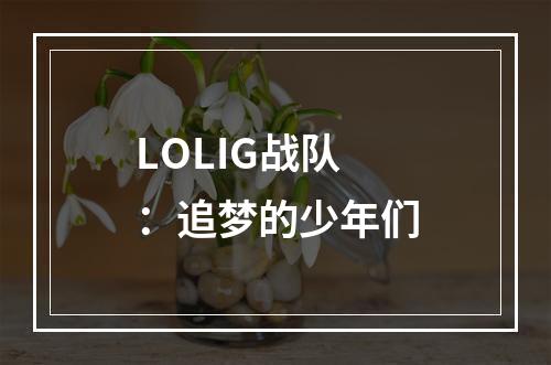 LOLIG战队：追梦的少年们