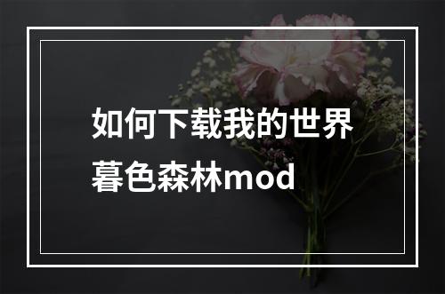 如何下载我的世界暮色森林mod