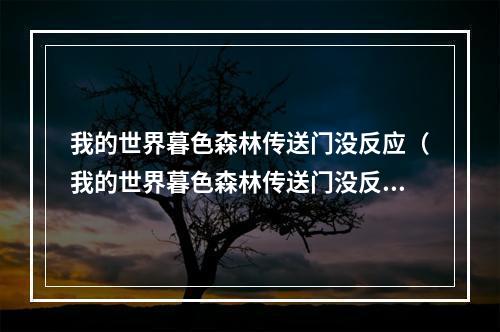 我的世界暮色森林传送门没反应（我的世界暮色森林传送门没反应？教你轻松解决！）