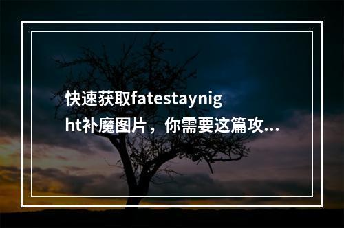 快速获取fatestaynight补魔图片，你需要这篇攻略！