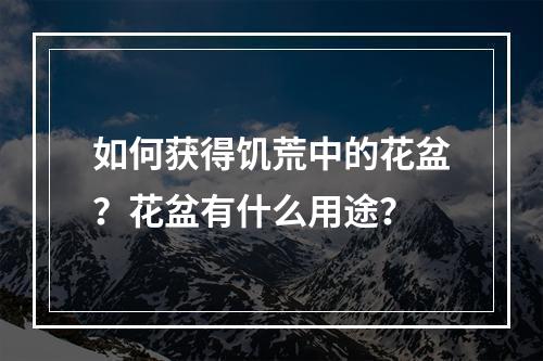 如何获得饥荒中的花盆？花盆有什么用途？