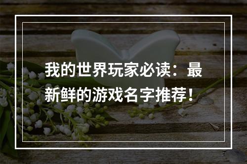 我的世界玩家必读：最新鲜的游戏名字推荐！