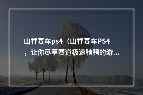 山脊赛车ps4（山脊赛车PS4，让你尽享赛道极速驰骋的游戏）