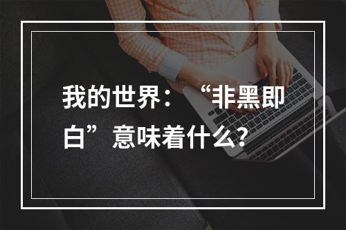 我的世界：“非黑即白”意味着什么？