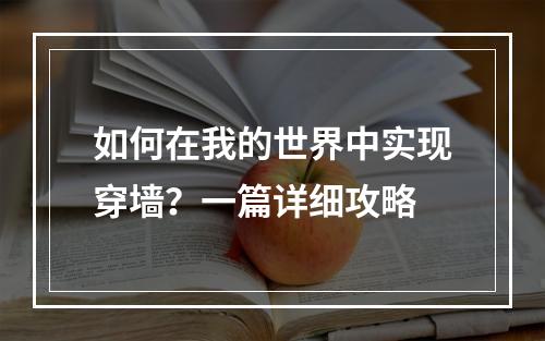 如何在我的世界中实现穿墙？一篇详细攻略