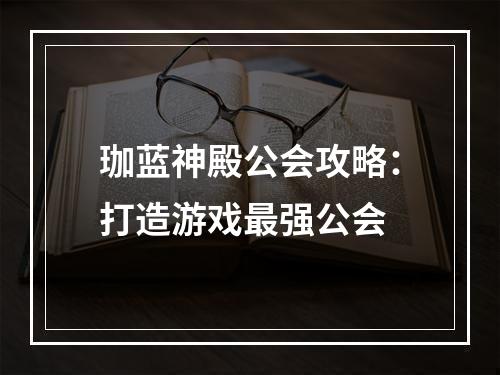 珈蓝神殿公会攻略：打造游戏最强公会