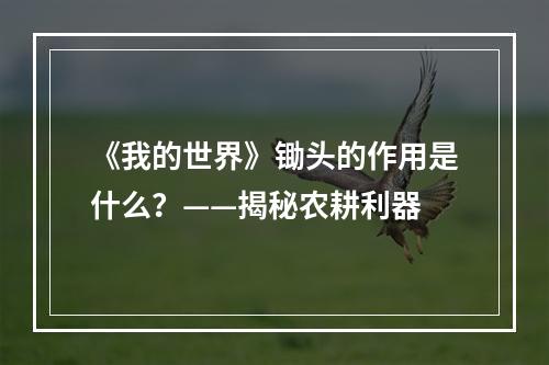 《我的世界》锄头的作用是什么？——揭秘农耕利器